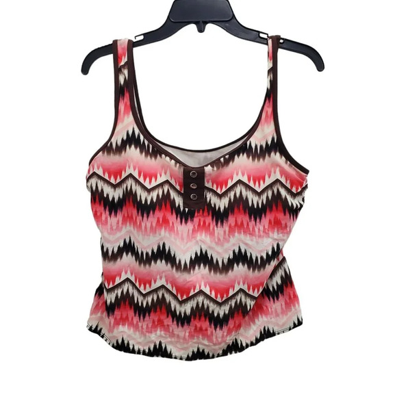 KIM Kim Rogers Women's Pink Brown Southwestern Chevron Pull On Swim Tank Size XL - Picture 1 of 6